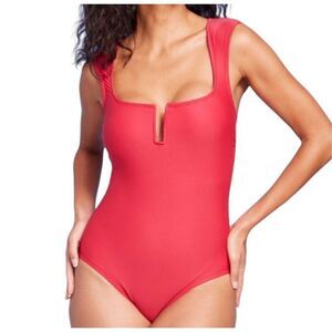 NEW Kona Sol Full Coverage Tummy Control Cap Sleeve U-Wire One Piece Swimsuit L